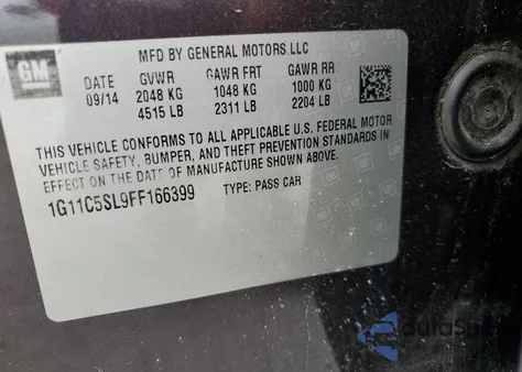 2015 Chevrolet Malibu 1Lt from USA, damaged, VIN 1G11C5SL9FF166399